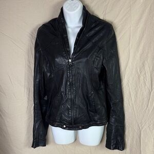 Improvd lamb skin leather moto jacket women’s size medium black